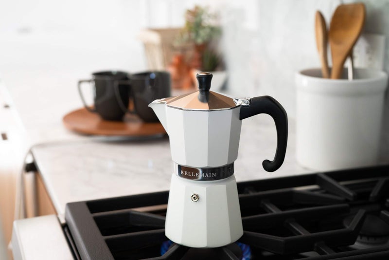 Bellemain Stovetop Espresso Maker | Italian Moka Pot Espresso Maker, Classic Aluminum Design Mocha Pot for Home Brewing & Camping | Easy to Use & Clean - 9-Cup, White - Image 3